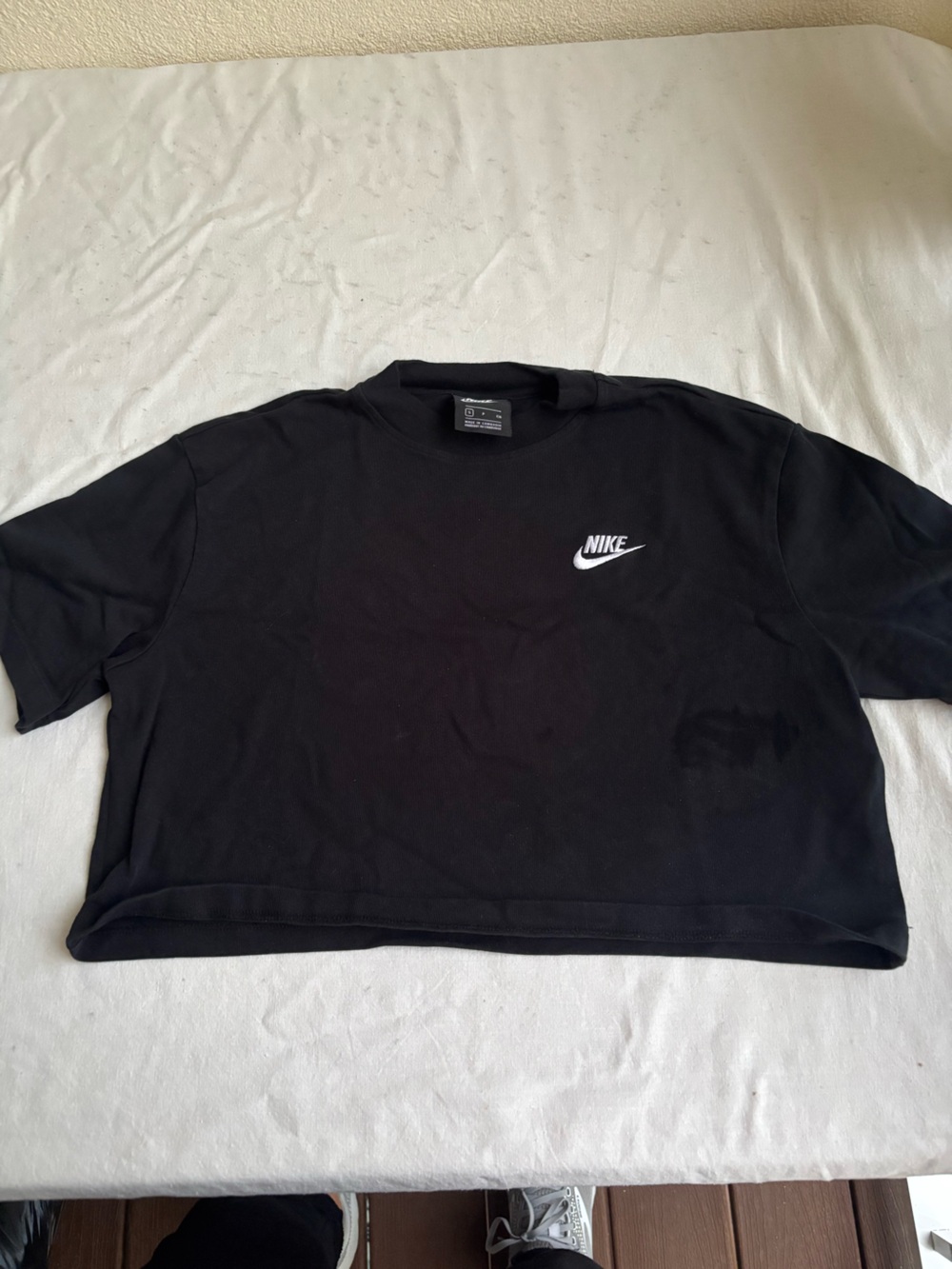 Nike Black Athletic crop tee with White Swoosh